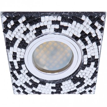 Светильник ECOLA MR16 DL1658 GU5.3 Glass Стекло Квадрат с прозр.-черной мозаикой/фон зерк./центр.часть хром 28x95x95 Светильник ECOLA MR16 DL1658 GU5.3 Glass Стекло Квадрат с прозр.-черной мозаикой/фон зерк./центр.часть хром 28x95x95