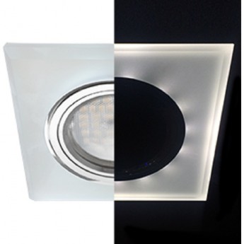 Светильник ECOLA MR16 LD1651 GU5.3 Glass Стекло с подсветкой Квадрат скошенный край Матовый / Хром 25x90x90 (кd74) Светильник ECOLA MR16 LD1651 GU5.3 Glass Стекло с подсветкой Квадрат скошенный край Матовый / Хром 25x90x90 (кd74)